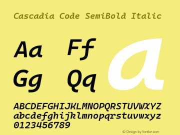 Cascadia Code SemiBold Italic Version 2108.026; ttfautohint (v1.8.3)图片样张
