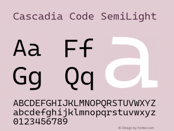 Cascadia Code SemiLight Version 2108.026图片样张