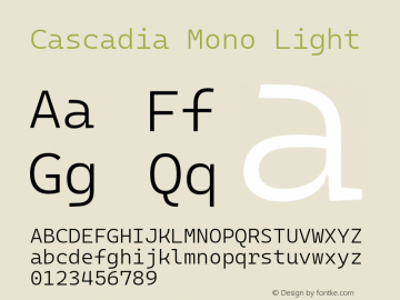 Cascadia Mono Light Version 2108.026图片样张