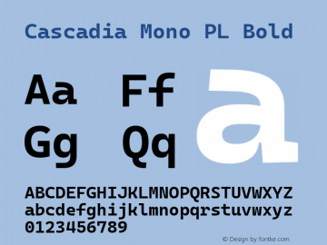 Cascadia Mono PL Bold Version 2108.026; ttfautohint (v1.8.3)图片样张