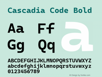 Cascadia Code Bold Version 2108.026; ttfautohint (v1.8.3)图片样张