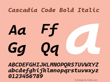 Cascadia Code Bold Italic Version 2108.026图片样张