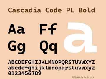 Cascadia Code PL Bold Version 2108.026; ttfautohint (v1.8.3)图片样张