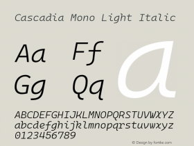 Cascadia Mono Light Italic Version 2108.026图片样张