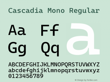 Cascadia Mono Regular Version 2108.026图片样张