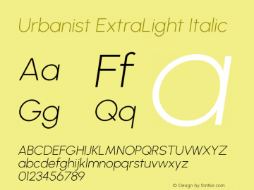 Urbanist ExtraLight Italic Version 1.300; ttfautohint (v1.8.3)图片样张