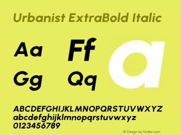 Urbanist ExtraBold Italic Version 1.300; ttfautohint (v1.8.3)图片样张