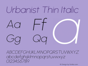 Urbanist Thin Italic Version 1.300; ttfautohint (v1.8.3)图片样张