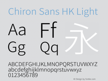 Chiron Sans HK Light Version 2.044;hotconv 1.0.118;makeotfexe 2.5.65603图片样张