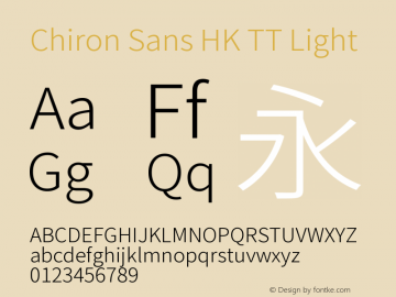 Chiron Sans HK TT Light Version 2.044;hotconv 1.0.118;makeotfexe 2.5.65603图片样张