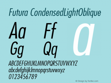 Futura CondensedLightOblique Version 001.000图片样张