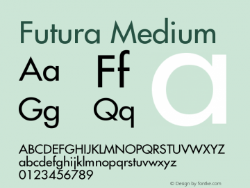 Futura Medium Version 001.000 Font Sample