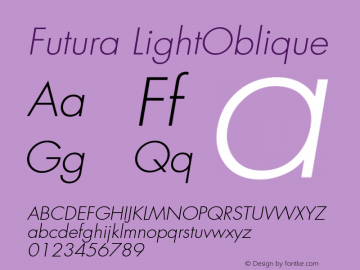 Futura LightOblique Version 001.002图片样张