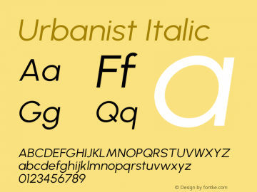 Urbanist Italic Version 1.302图片样张