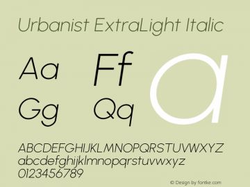 Urbanist ExtraLight Italic Version 1.302; ttfautohint (v1.8.3)图片样张