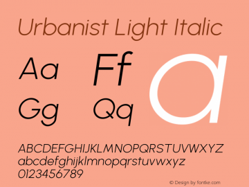 Urbanist Light Italic Version 1.302; ttfautohint (v1.8.3)图片样张