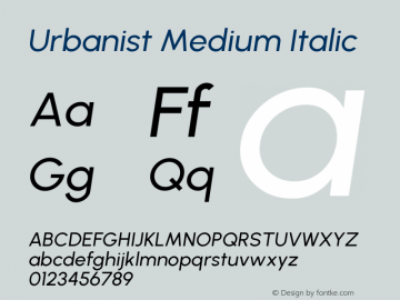 Urbanist Medium Italic Version 1.302; ttfautohint (v1.8.3)图片样张