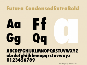 Futura CondensedExtraBold Version 001.003 Font Sample