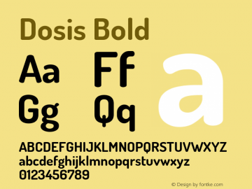 Dosis Bold Version 3.002; ttfautohint (v1.8.3)图片样张