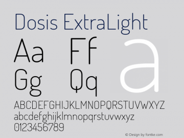 Dosis ExtraLight Version 3.002; ttfautohint (v1.8.3)图片样张