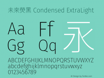 未來熒黑 Condensed ExtraLight 图片样张