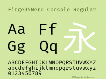 Firge35Nerd Console Regular Version 0.2.0 ; ttfautohint (v1.8.3) -l 6 -r 45 -G 200 -x 14 -D latn -f none -a qsq -W -X 
