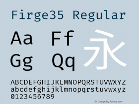 Firge35 Regular Version 0.2.0 ; ttfautohint (v1.8.3) -l 6 -r 45 -G 200 -x 14 -D latn -f none -a qsq -W -X 