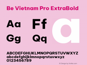 Be Vietnam Pro ExtraBold Version 1.002; ttfautohint (v1.8.3)图片样张