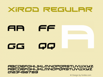 Xirod Regular Version 1.001 2004图片样张