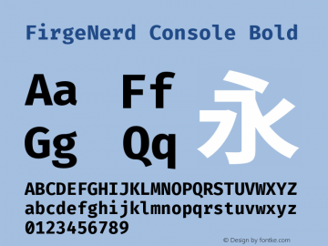 FirgeNerd Console Bold Version 0.2.0 ; ttfautohint (v1.8.3) -l 6 -r 45 -G 200 -x 14 -D latn -f none -a qsq -W -X 