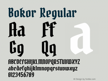 Bokor Regular Version 8.000; ttfautohint (v1.8.3)图片样张
