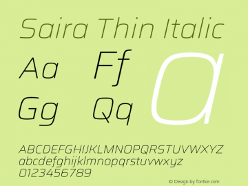 Saira Thin Italic Version 1.101图片样张