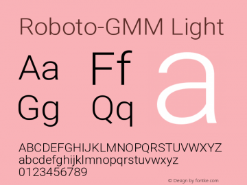 Roboto-GMM Light Version 2.138图片样张