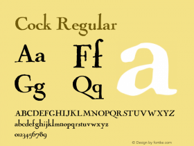 Cock Regular 1.0 2004-02-25 Font Sample