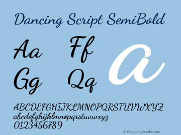 Dancing Script SemiBold Version 2.001; ttfautohint (v1.8.3)图片样张