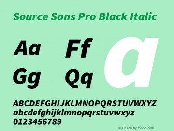 Source Sans Pro Black Italic Version 1.095;hotconv 1.0.109;makeotfexe 2.5.65596图片样张