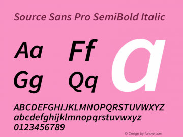 Source Sans Pro SemiBold Italic Version 1.095;hotconv 1.0.109;makeotfexe 2.5.65596图片样张