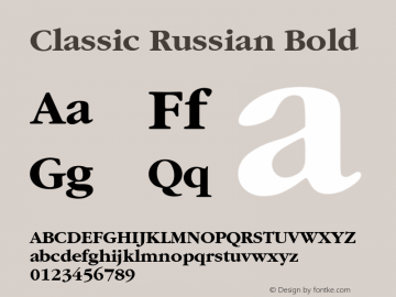 Classic Russian Bold Version 1.00 March 20, 2016, initial release图片样张