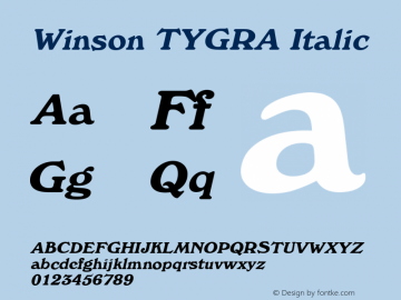 Winson TYGRA Italic 1995; 1.0, initial release图片样张