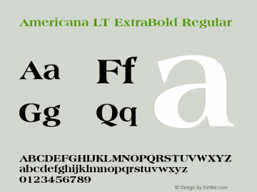 Americana LT Extra Bold Version 6.1; 2002图片样张