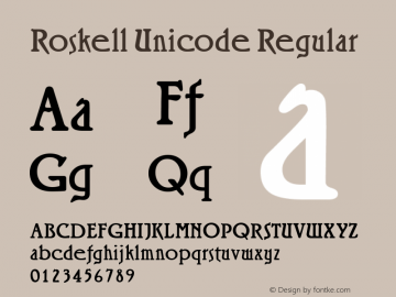 Roskell Unicode Version 1.00 July 26, 1998, initial release图片样张