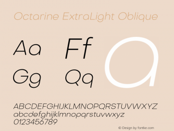 Octarine-ExtraLightOblique Version 1.000图片样张