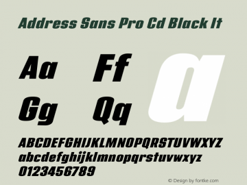 Address Sans Pro Cd Black It Version 1.000;PS 001.000;hotconv 1.0.88;makeotf.lib2.5.64775图片样张
