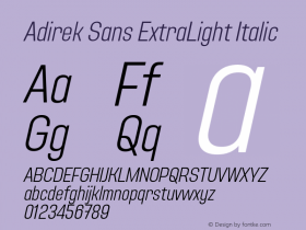 Adirek Sans ExtraLight Italic Version 1.00图片样张