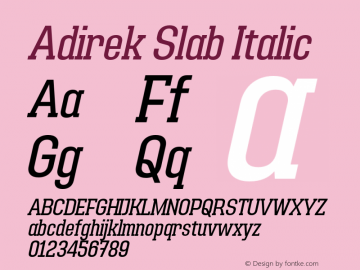 Adirek Slab Italic Version 1.00图片样张