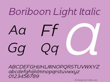 Boriboon Light Italic Version 1.01图片样张