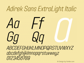 Adirek Sans ExtraLight Italic Version 1.00图片样张