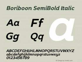 Boriboon SemiBold Italic Version 1.01图片样张