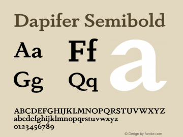 Dapifer-Semibold Version 1.001;PS 001.001;hotconv 1.0.70;makeotf.lib2.5.58329图片样张