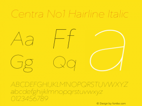 Centra No1 Hairline Italic Version 1.000图片样张